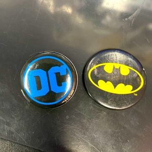 Pair of DC comics Batman collectors button pins 1964